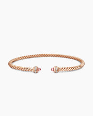 Classic Cablespira® Bracelet in 18K Rose Gold with Morganite and Diamonds, 3mm