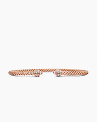 Classic Cablespira® Bracelet in 18K Rose Gold with Morganite and Diamonds, 3mm