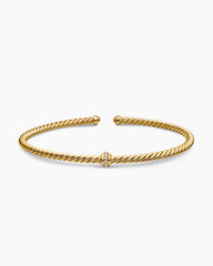 Classic Cablespira® Station Bracelet in 18K Yellow Gold with Diamonds, 3mm