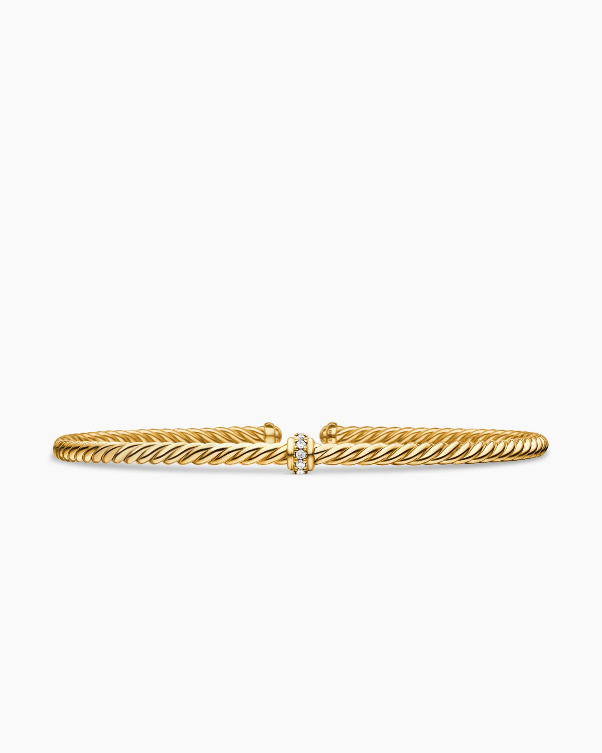 Classic Cablespira® Station Bracelet in 18K Yellow Gold with Diamonds, 3mm
