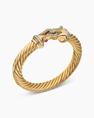 Buckle Cablespira® Bracelet in 18K Yellow Gold with Rubies and Diamonds, 9mm