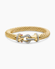 Buckle Cablespira® Bracelet in 18K Yellow Gold with Rubies and Diamonds, 9mm