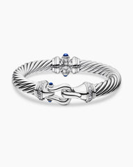 Buckle Classic Cable Bracelet in Sterling Silver with Hampton Blue Topaz and Diamonds, 9mm