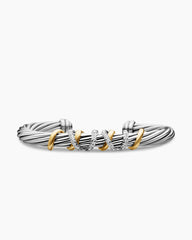 Helena Center Station Bracelet in Sterling Silver with 18K Yellow Gold and Diamonds, 6mm