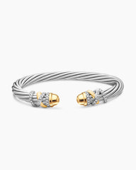 Helena Bracelet in Sterling Silver with 18K Yellow Gold, Gold Domes and Diamonds, 6mm