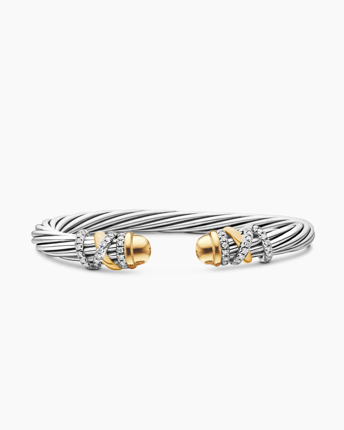 Helena Bracelet in Sterling Silver with 18K Yellow Gold, Gold Domes and Diamonds, 6mm