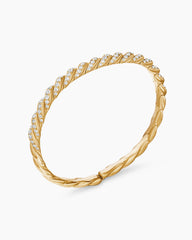 Sculpted Cable Flex Bracelet in 18K Yellow Gold with Diamonds, 5mm