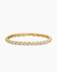 Sculpted Cable Flex Bracelet in 18K Yellow Gold with Diamonds, 5mm