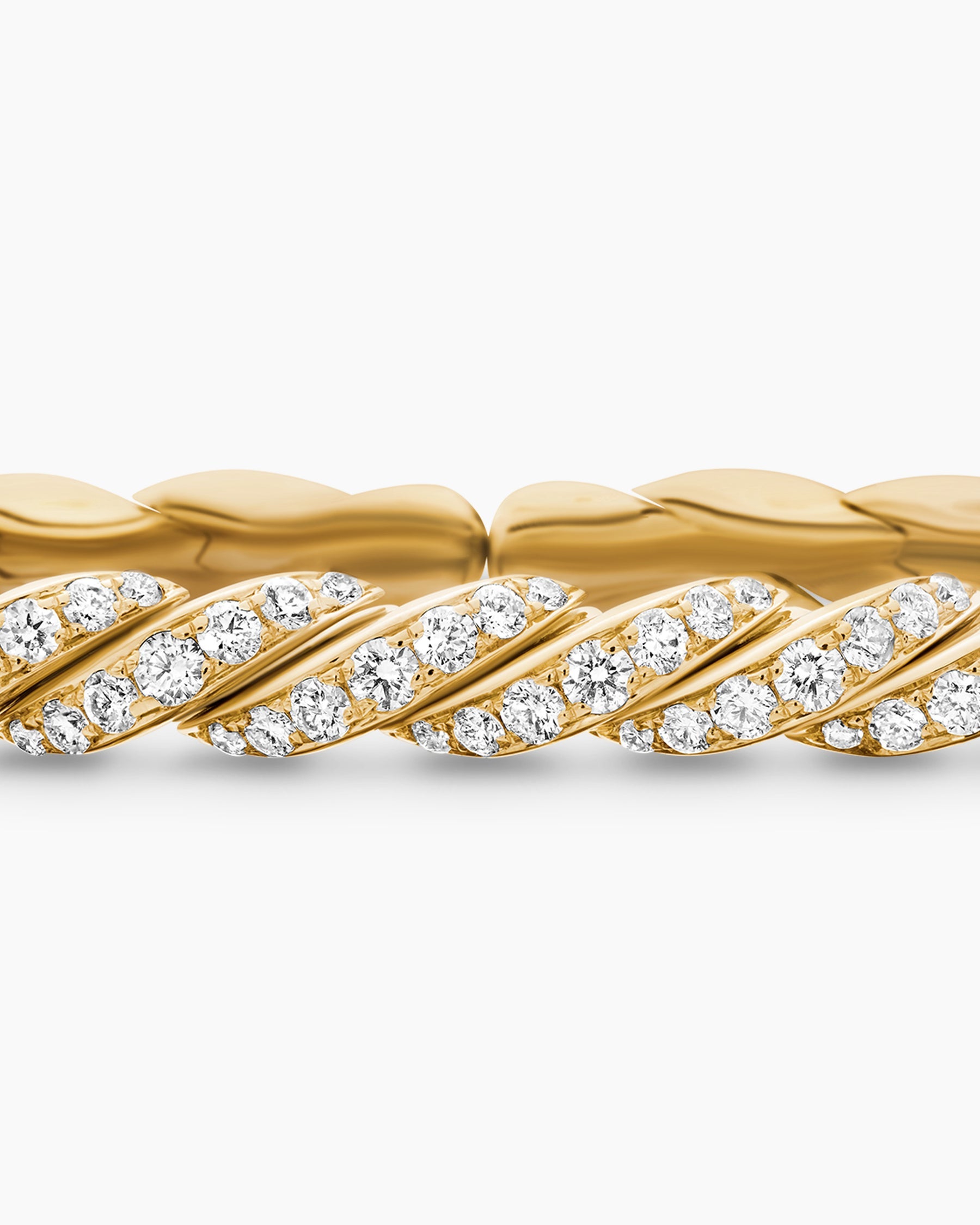 Sculpted Cable Flex Bracelet in 18K Yellow Gold with Diamonds, 5mm