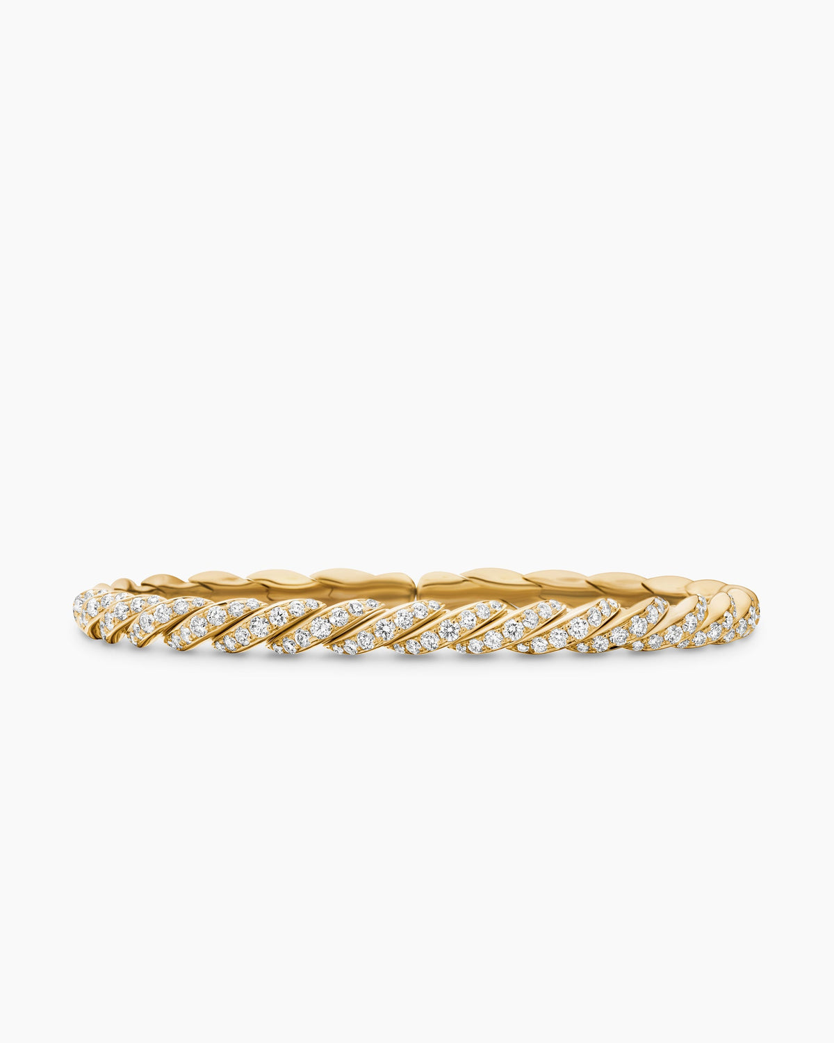 Sculpted Cable Flex Bracelet in 18K Yellow Gold with Diamonds, 5mm