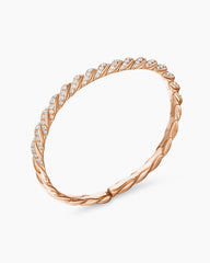Sculpted Cable Flex Bracelet in 18K Rose Gold with Diamonds, 5mm