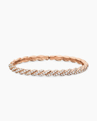 Sculpted Cable Flex Bracelet in 18K Rose Gold with Diamonds, 5mm
