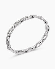 Stax Chain Link Bracelet in 18K White Gold with Diamonds, 7mm