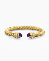 Classic Cablespira® Bracelet in 18K Yellow Gold with Amethyst and Diamonds, 7mm