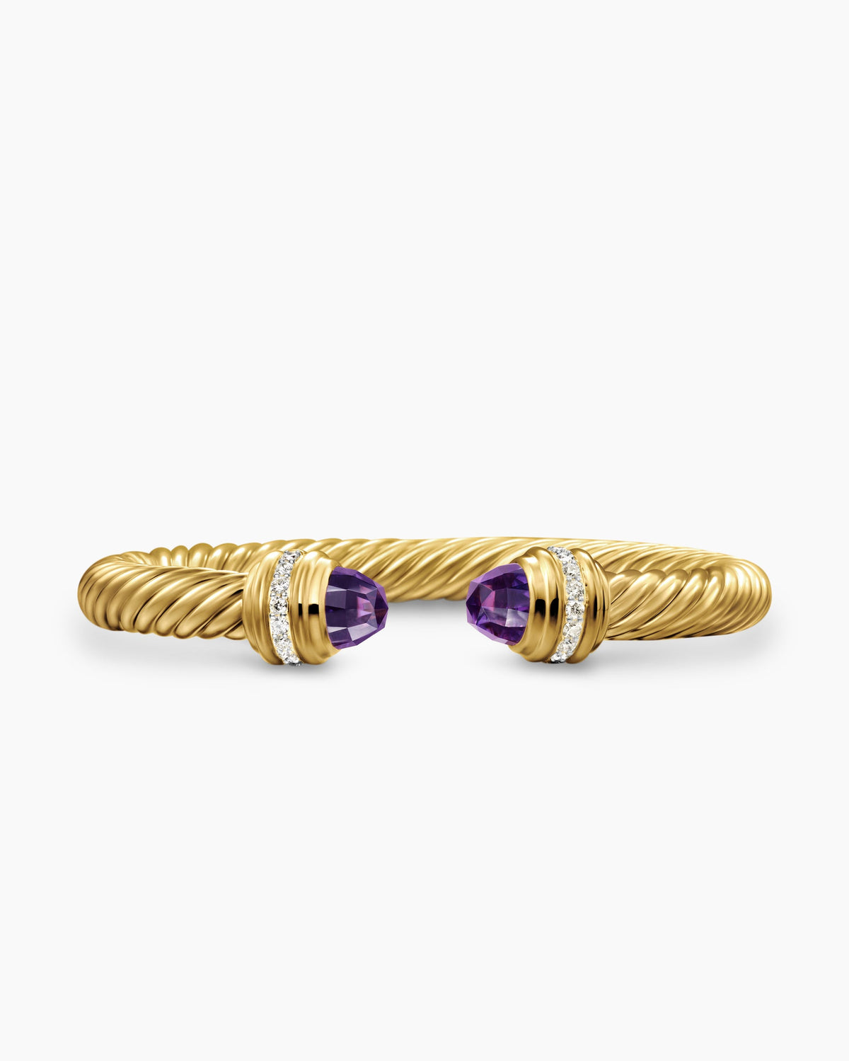Classic Cablespira® Bracelet in 18K Yellow Gold with Amethyst and Diamonds, 7mm