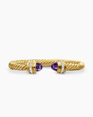 Classic Cablespira® Bracelet in 18K Yellow Gold with Amethyst and Diamonds, 7mm