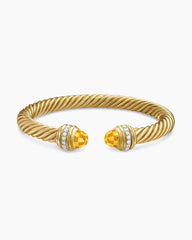 Classic Cablespira® Bracelet in 18K Yellow Gold with Citrine and Diamonds, 7mm