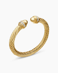 Classic Cablespira® Bracelet in 18K Yellow Gold with Gold Domes and Diamonds, 7mm