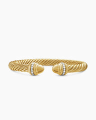 Classic Cablespira® Bracelet in 18K Yellow Gold with Gold Domes and Diamonds, 7mm