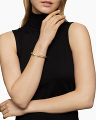 Classic Cablespira® Bracelet in 18K Yellow Gold with Pearls and Diamonds, 7mm