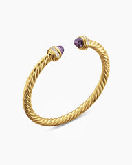 Classic Cablespira® Bracelet in 18K Yellow Gold with Amethyst and Diamonds, 5mm