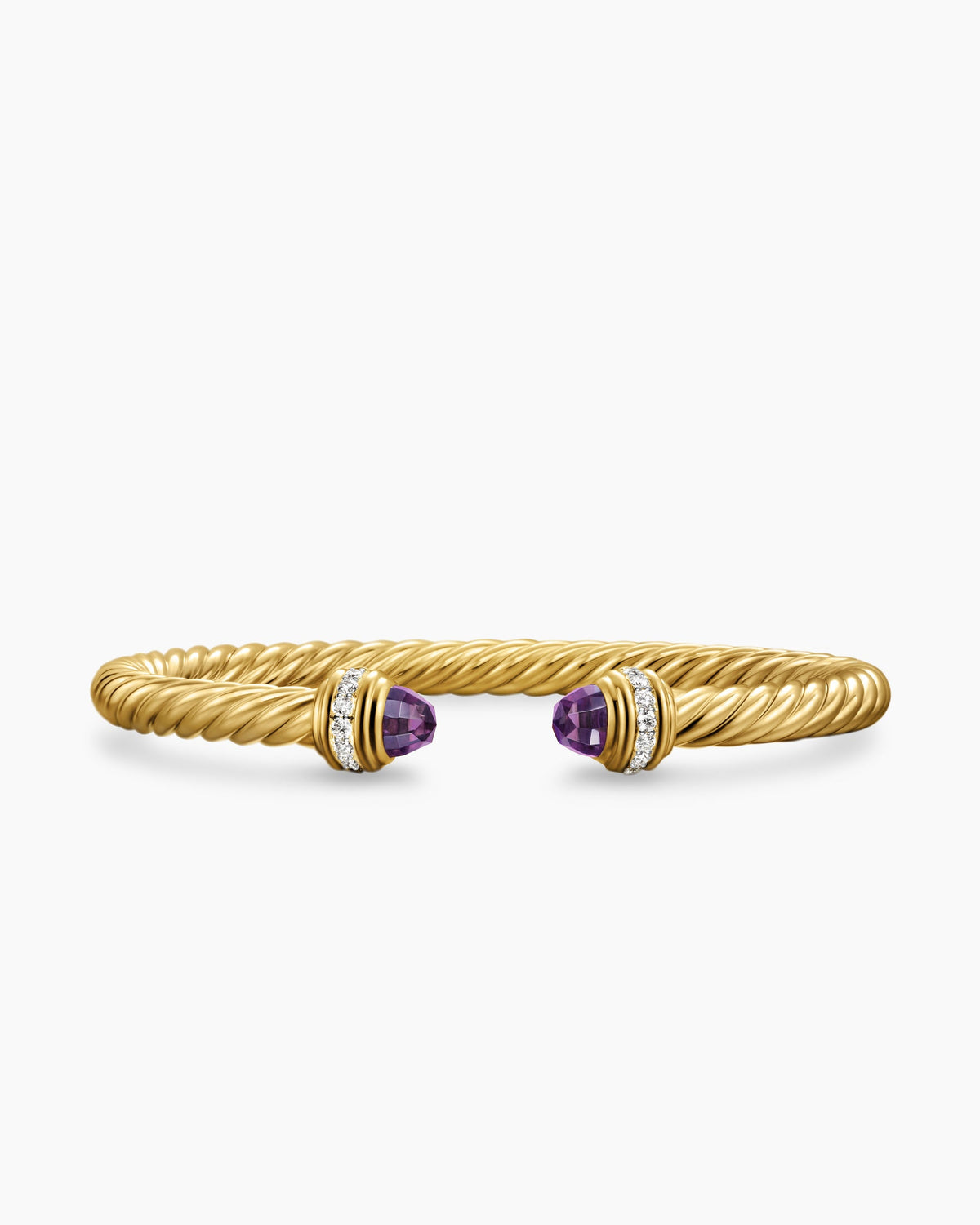 Classic Cablespira® Bracelet in 18K Yellow Gold with Amethyst and Diamonds, 5mm