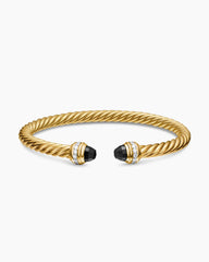 Classic Cablespira® Bracelet in 18K Yellow Gold with Black Onyx and Diamonds, 5mm