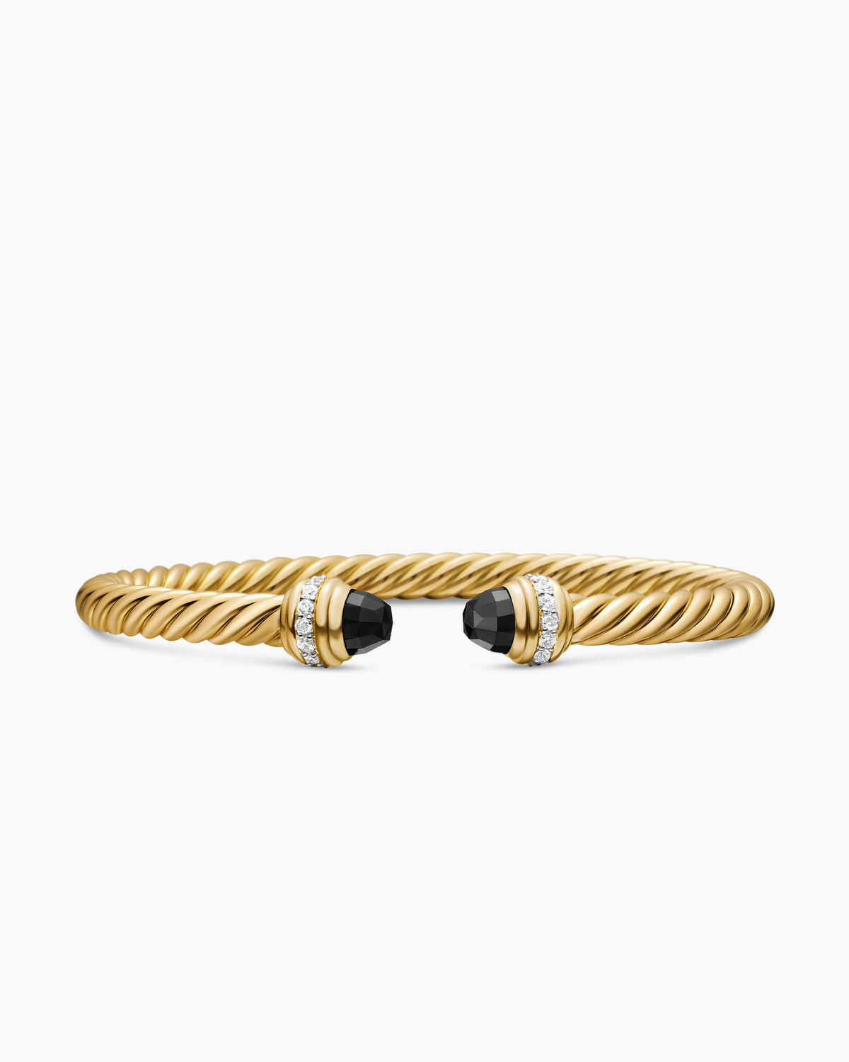 Classic Cablespira® Bracelet in 18K Yellow Gold with Black Onyx and Diamonds, 5mm