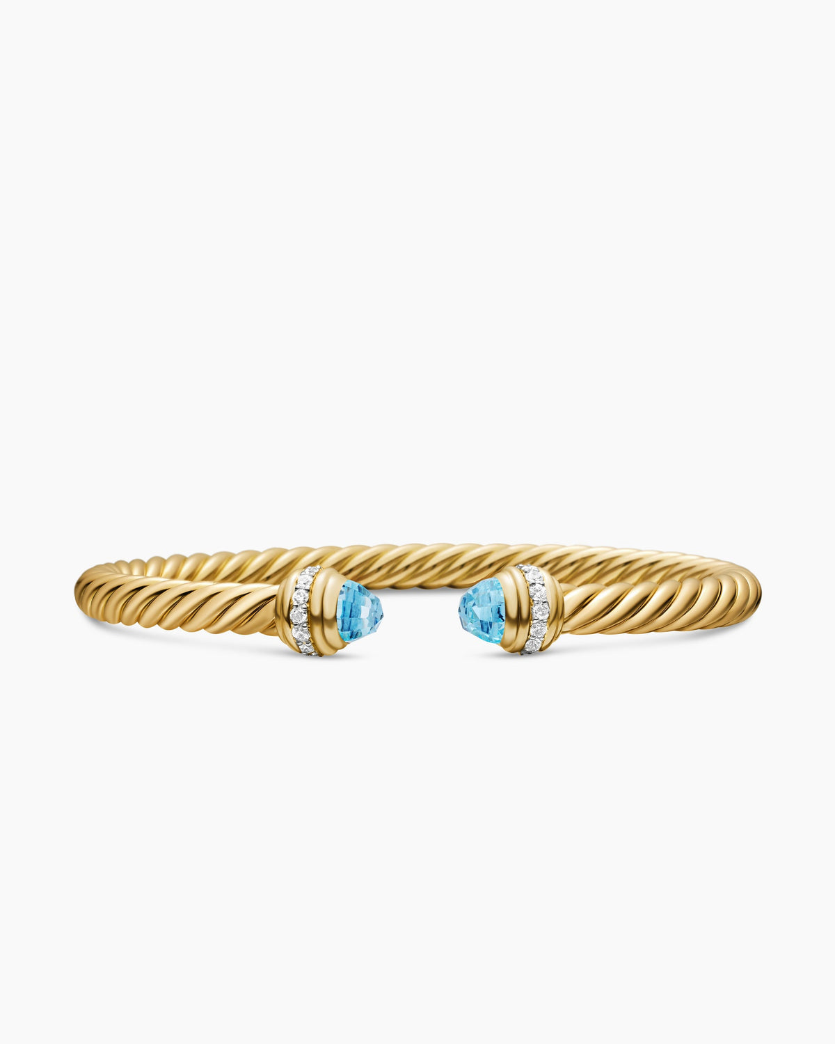Classic Cablespira® Bracelet in 18K Yellow Gold with Blue Topaz and Diamonds, 5mm