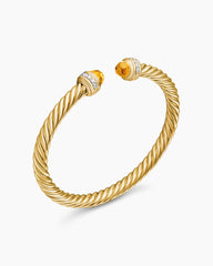 Classic Cablespira® Bracelet in 18K Yellow Gold with Citrine and Diamonds, 5mm