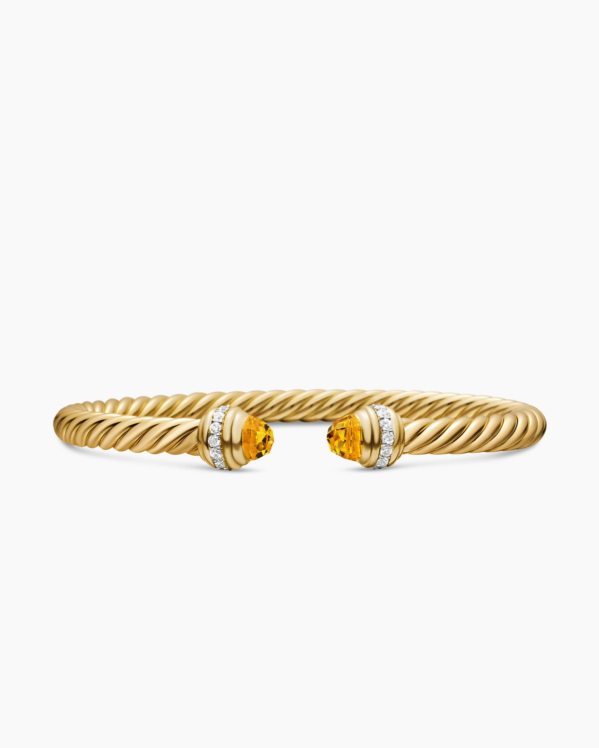 Classic Cablespira® Bracelet in 18K Yellow Gold with Citrine and Diamonds, 5mm