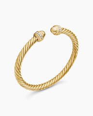 Classic Cablespira® Bracelet in 18K Yellow Gold with Gold Domes and Diamonds, 5mm