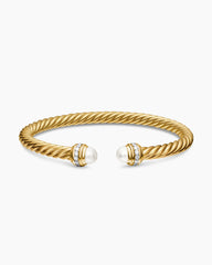 Classic Cablespira® Bracelet in 18K Yellow Gold with Pearls and Diamonds, 5mm