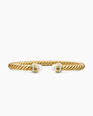Classic Cablespira® Bracelet in 18K Yellow Gold with Pearls and Diamonds, 5mm