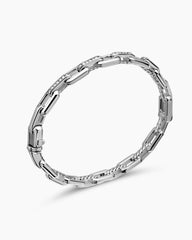 Stax Link Bracelet in Sterling Silver with Diamonds, 6.7mm
