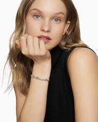 Stax Link Bracelet in Sterling Silver with Diamonds, 6.7mm