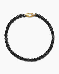 DY Bel Aire Color Box Chain Bracelet in Black Acrylic with 14K Yellow Gold Accent, 4mm