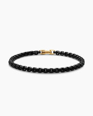 DY Bel Aire Color Box Chain Bracelet in Black Acrylic with 14K Yellow Gold Accent, 4mm