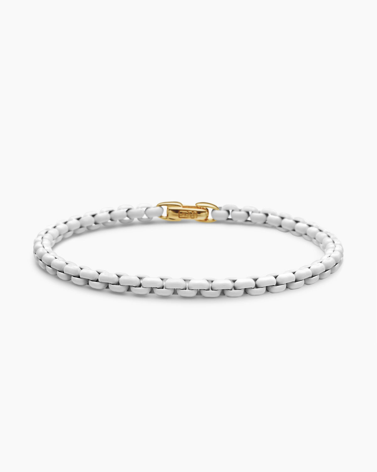 DY Bel Aire Color Box Chain Bracelet in White Acrylic with 14K Yellow Gold Accent, 4mm