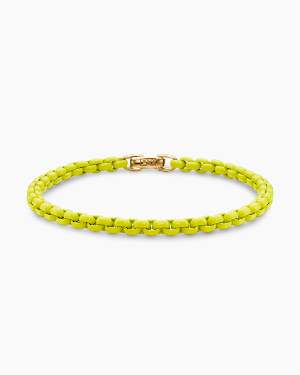 DY Bel Aire Color Box Chain Bracelet in Yellow Acrylic with 14K Yellow Gold Accent, 4mm