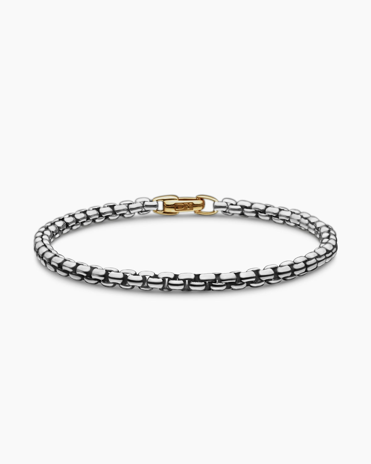 DY Bel Aire Box Chain Bracelet in Sterling Silver with 14K Yellow Gold, 4mm