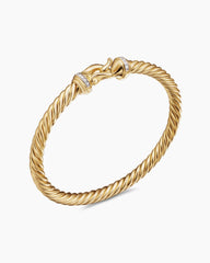 Buckle Cablespira® Bracelet in 18K Yellow Gold with Diamonds, 5mm