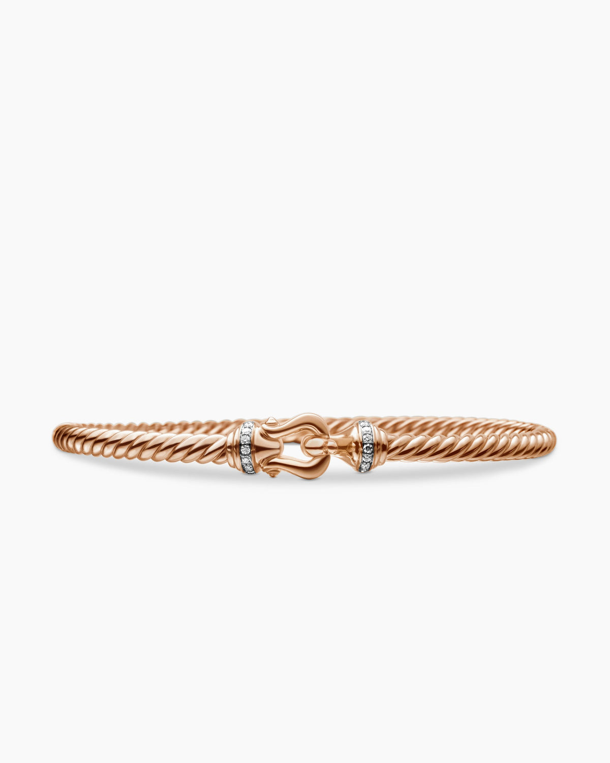 Buckle Cablespira® Bracelet in 18K Rose Gold with Diamonds, 3.5mm