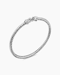 Buckle Cablespira® Bracelet in 18K White Gold with Diamonds, 3.5mm