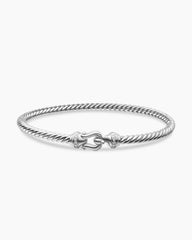 Buckle Cablespira® Bracelet in 18K White Gold with Diamonds, 3.5mm