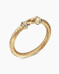 Buckle Cablespira® Bracelet in 18K Yellow Gold with Rubies and Diamonds, 7mm