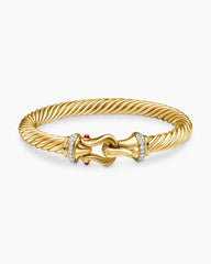 Buckle Cablespira® Bracelet in 18K Yellow Gold with Rubies and Diamonds, 7mm