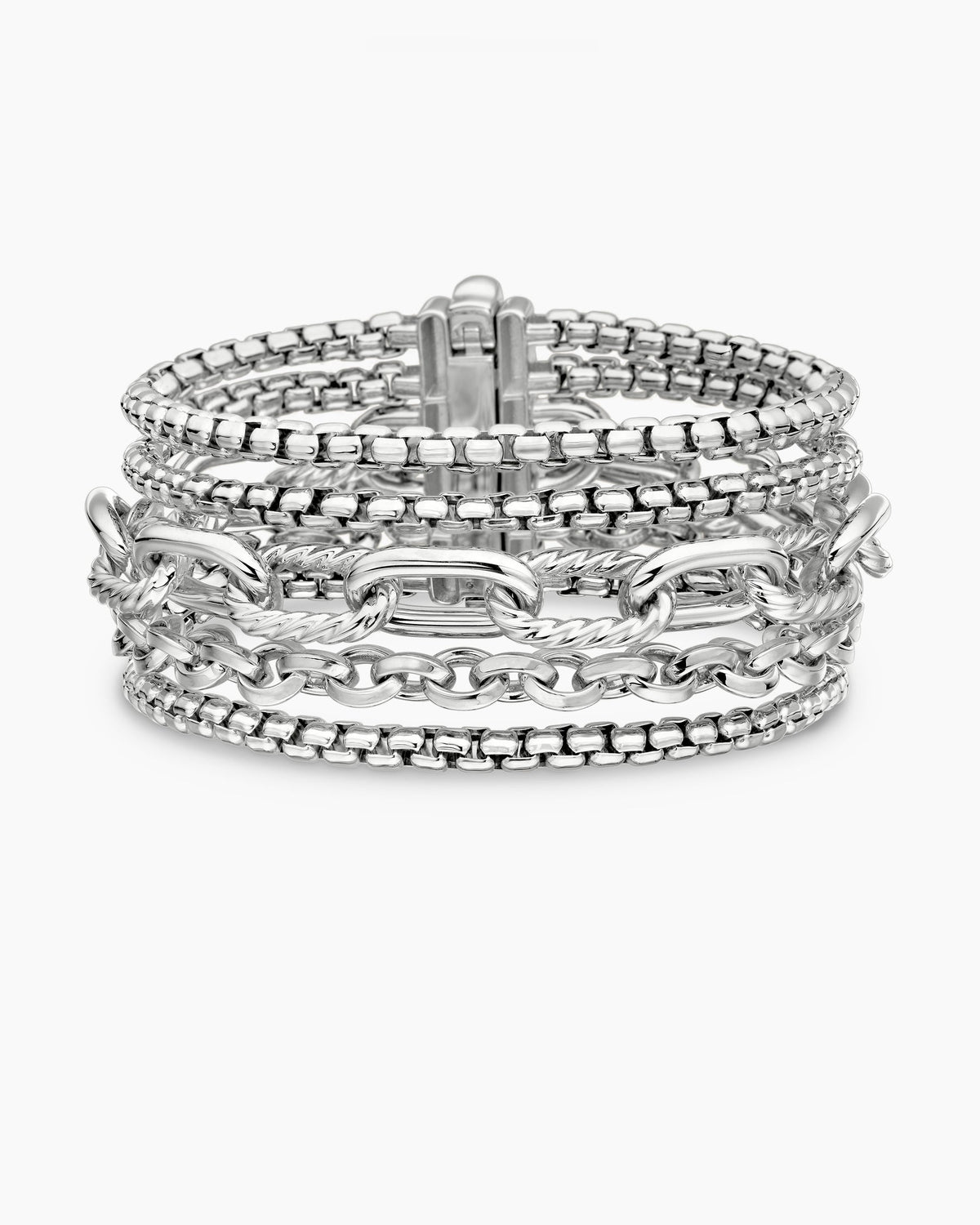 Multi Row Chain Bracelet in Sterling Silver, 29mm