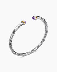 Classic Cable Bracelet in Sterling Silver with 18K Yellow Gold and Amethyst, 4mm