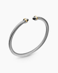 Classic Cable Bracelet in Sterling Silver with 18K Yellow Gold and Black Onyx, 4mm